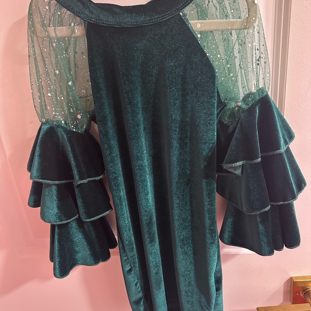 SHEIN Dark Green Velvet Dress